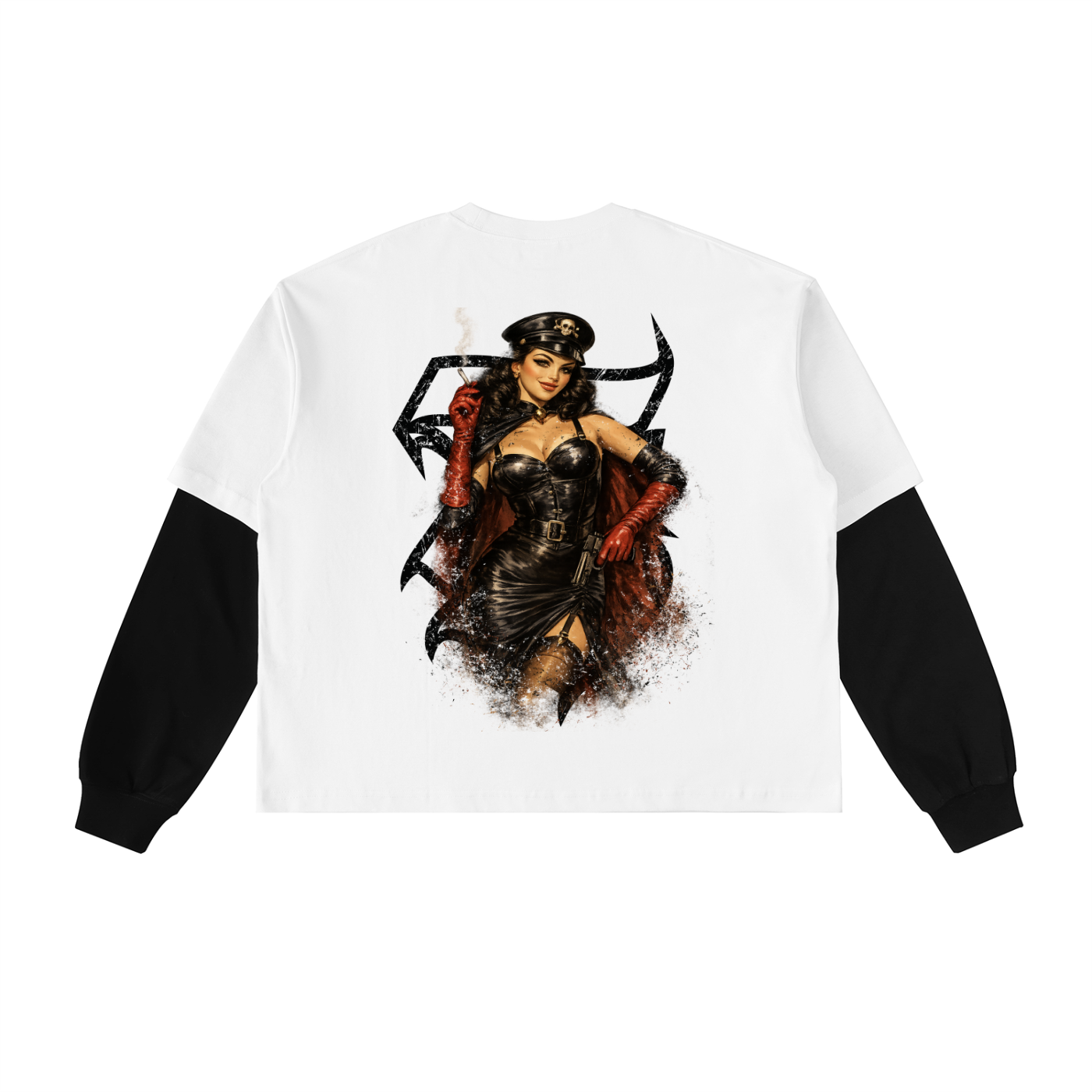 Villainess White Contrast Sleeve Tee