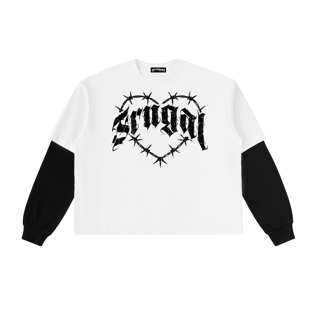 Villainess White Contrast Sleeve Tee